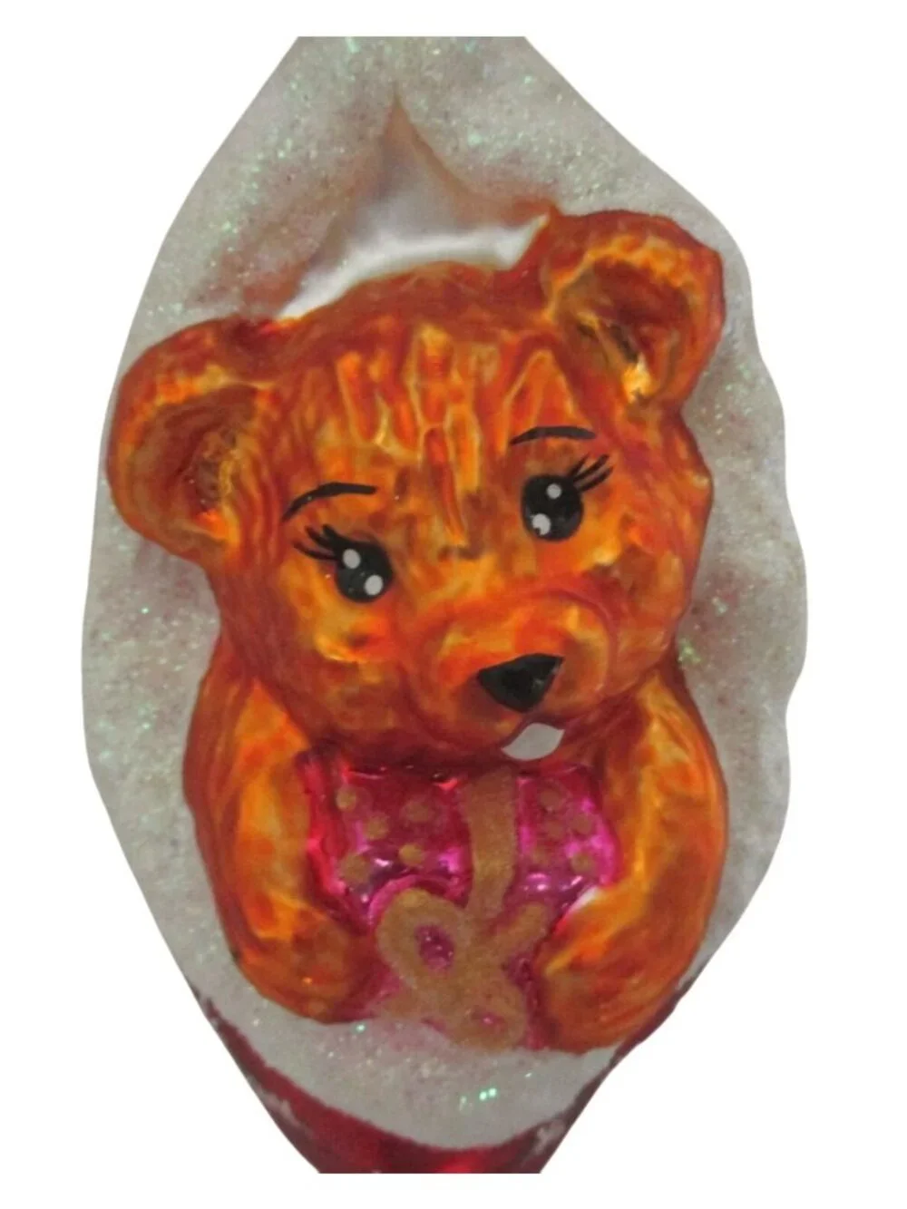 Vintage Christopher Radko Cozykins Bear Glass Christmas Ornament 6” Tall